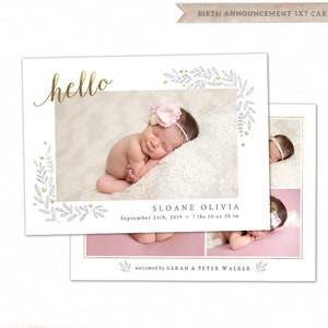 Plantilla de anuncio de nacimiento - Anuncio de bebé - Plantilla de Photoshop - Anuncio de recién nacido - Plantilla de tarjeta de nacimiento para niña o niño - CB161