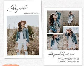Modeling Comp Card template - Model Comp Card - Fashion Model comp card Photoshop Template - Modeling card photo template - CM008