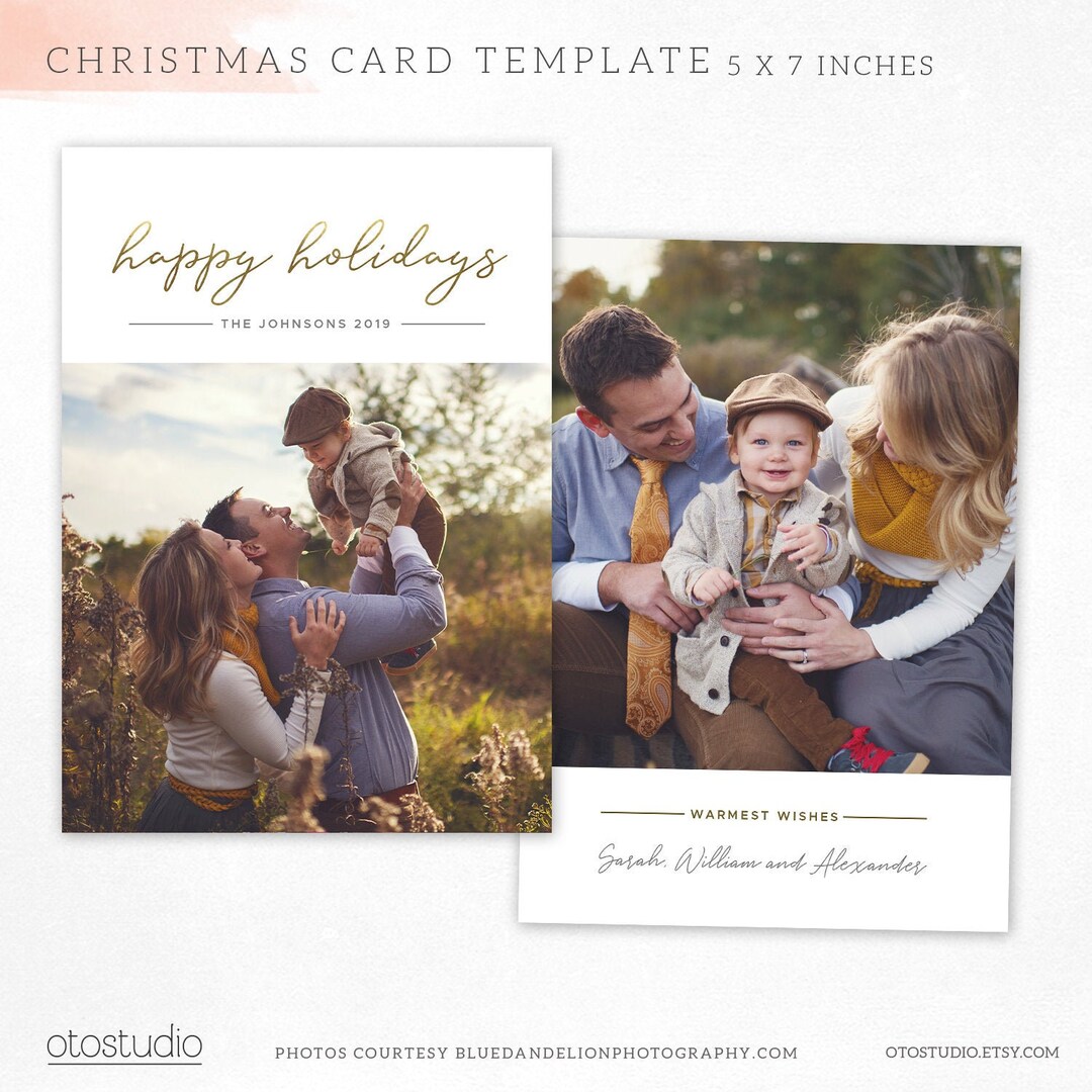 Christmas Card Template Happy Holidays Photo Card Merry - Etsy