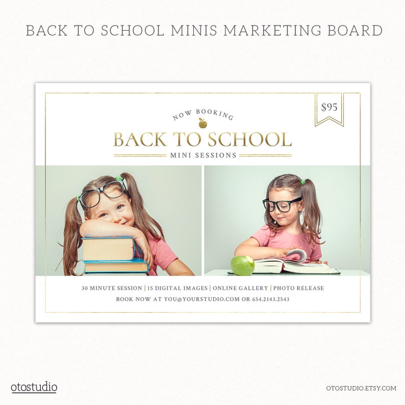 Back to School Mini Session Template School Photography Template Kids Photography Photoshop template MB009 INSTANT DOWNLOAD image 1