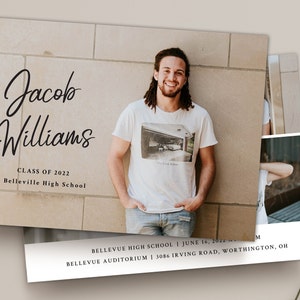 Graduation Announcement Template - 2022 Senior printable photoshop photo card template - INSTANT DOWNLOAD - CG115