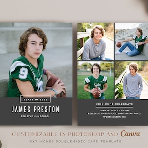 Graduation Announcement Template - Canva Photoshop photo card template - INSTANT DOWNLOAD - Simple Classic CG101