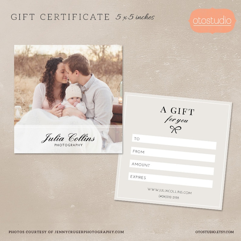 Photography Gift Certificate Template for Photographers PSD Etsy