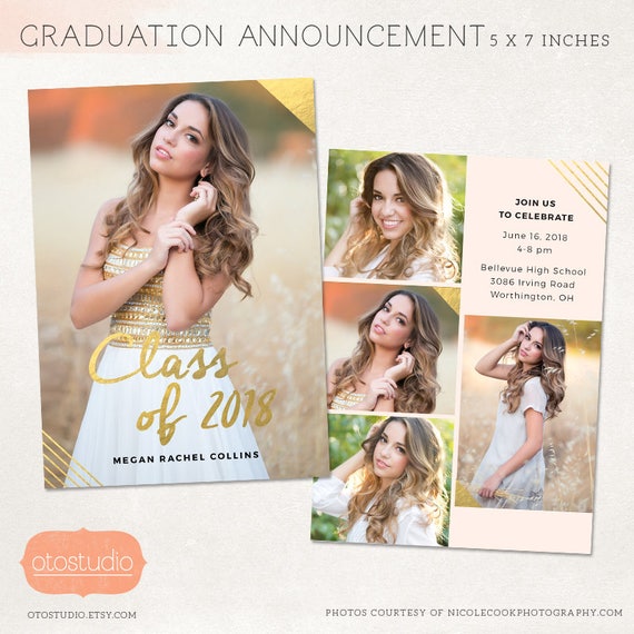 senior graduation announcement template for photographers psd etsy