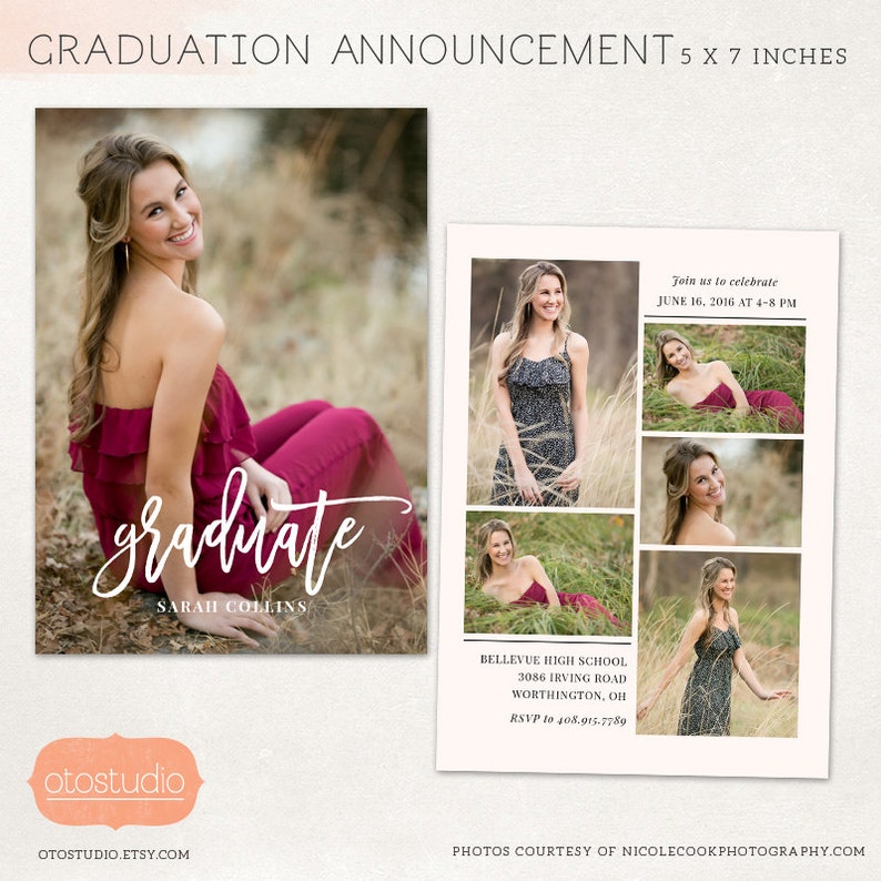 Senior Graduation Announcement Template for Photographers PSD Etsy Senior Graduation Announcement Template for Photographers PSD Etsy