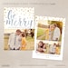 Digital Photoshop Christmas Card Template for photographers PSD Flat card - Merry Watercolor CC011 