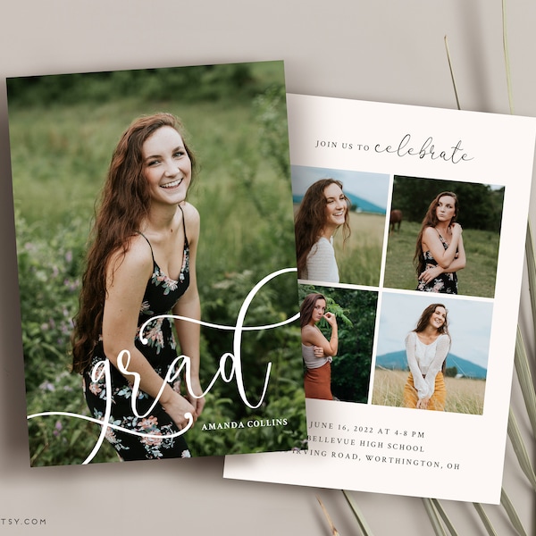 Graduation Announcement Template 2022 Senior Card for Photographers PSD Flat card -  CG108