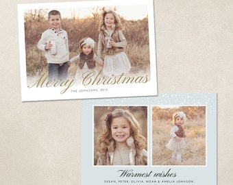 Christmas Card Template for photographers PSD Flat card Modern -  Snowy Gradient CC036