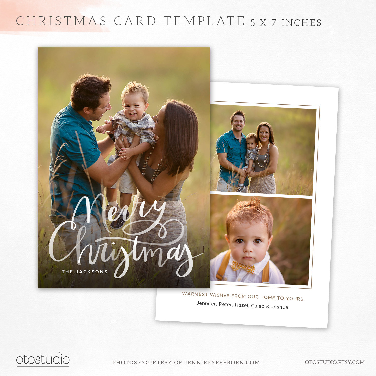 Christmas Photo Card Template - Hand lettered Merry Christmas Card -  Minimalist Christmas - 2020 Christmas Card Photoshop template - CC351