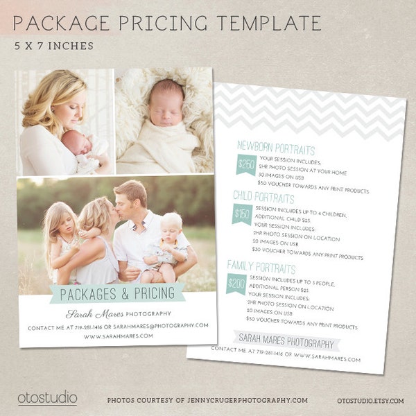 Photography Pricing Guide Package List - Marketing Board MP002 - Photoshop template INSTANT DOWNLOAD