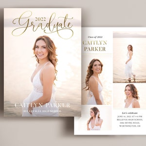 Graduation Announcement Template Senior Card for Photographers PSD & Canva Flat card -  CG136