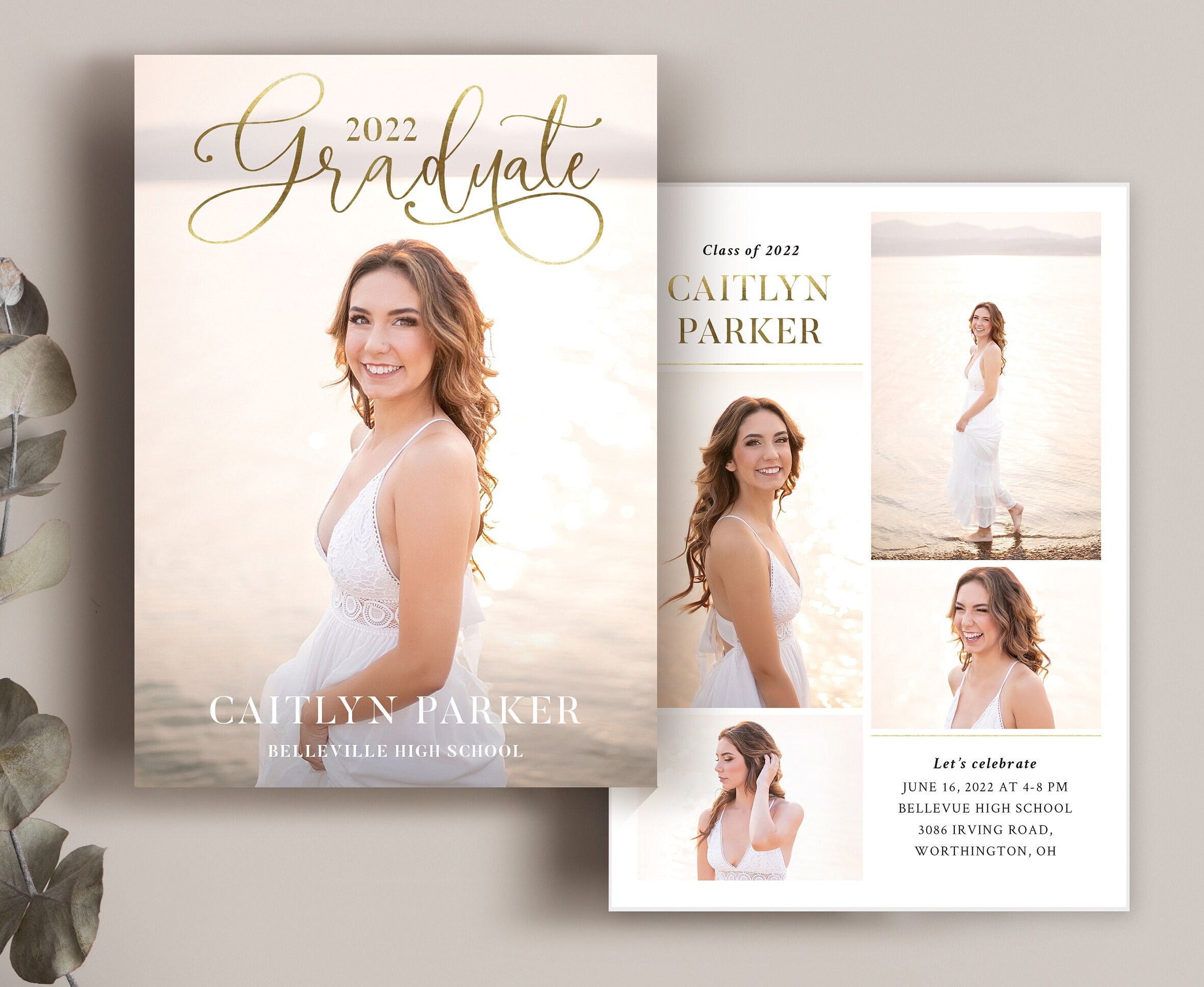 Graduation Announcement Template Senior Card for Photographers PSD & Canva Flat card -  CG136