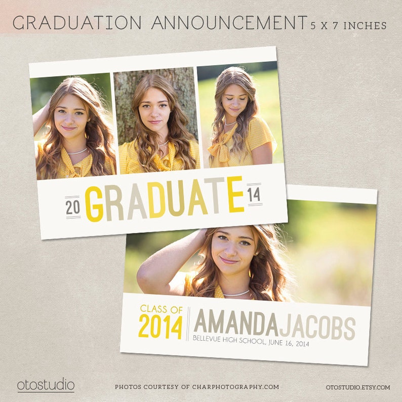 Graduation Announcement Template Photoshop photo card | Etsy