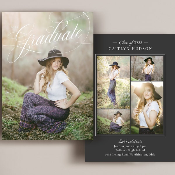 Graduation Announcement Template 2019 Senior Card for Photographers PSD Flat card -  CG118