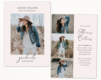 Graduation Announcement Template 2019 Senior Card for Photographers PSD Flat card -  CG134