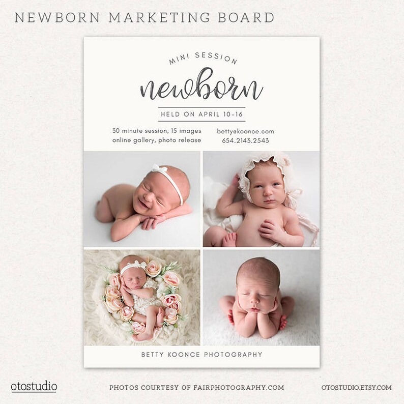 Newborn Mini Session Marketing Board - Template Photography Superior Ranking TOP9 Mark