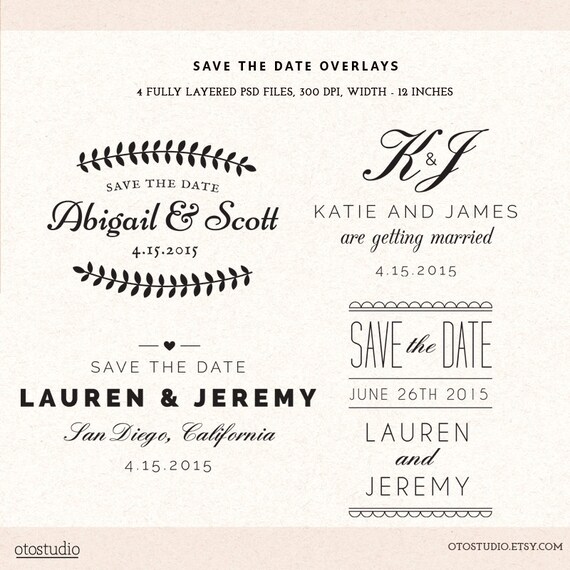 Download Photoshop Save The Date Overlays Wedding Photo Cards Psd Etsy
