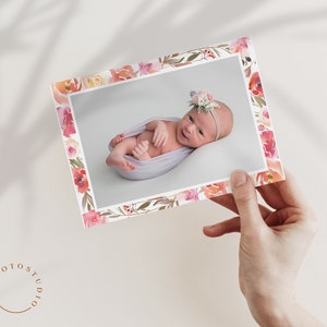 Birth Announcement Template Girl Newborn Announcement Baby Annoucement Templates for Canva & Photoshop Photographers Printable Card image 5