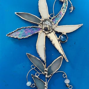 unique stained glass plant stake and suncatcher