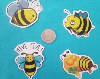 Zombie, Weird Bee Sticker Pack - 4 stickers - Bumble Bee, Waterproof Stickers, Die Cut Stickers, Laptop Stickers, Water Bottle Stickers