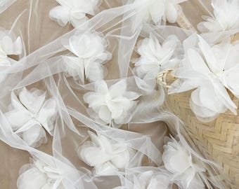 1 yard 3D-bloemkantstof snit in roze champagne