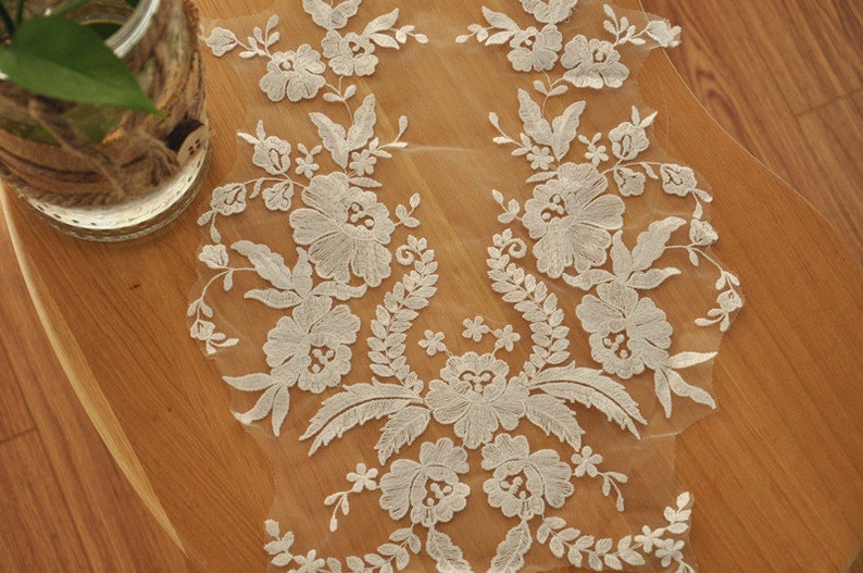 bridal lace applique ivory