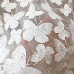 Pale Pink Butterfly Lace Fabric With Clear Sequin for Wedding Gown Soft ...