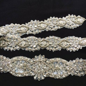 Kristall und Strass Perlen Applikation Brautgürtel Hochzeit Applikation