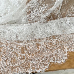 3 Meters 150cm Wide French alencon lace fabric trim for wedding shrugs, bridal gown, lace top overlay