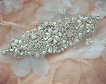 bridal headpiece applique, rhinetsone applique, crystal applique, rhinestone neceklace, wedding garter