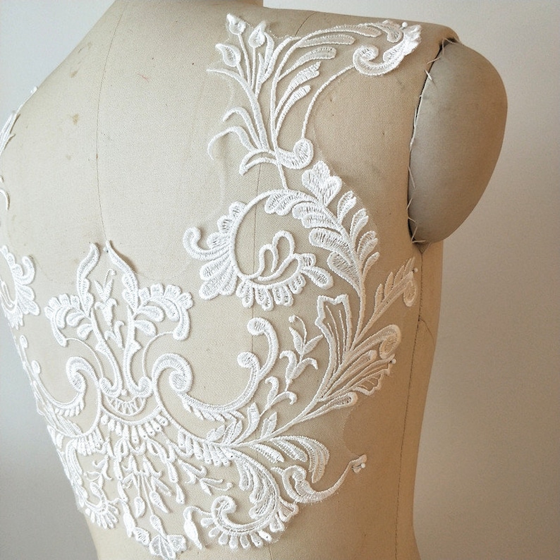 Exquisite venice embroidery bridal veil lace applique in off white wedding bodice lace appliuque patch