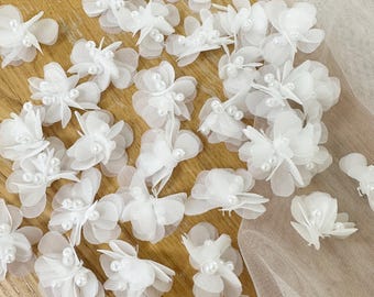 100 stuks 3D-kantbloem met parelkralen voor bruidsjurk, haute couture-accessoire