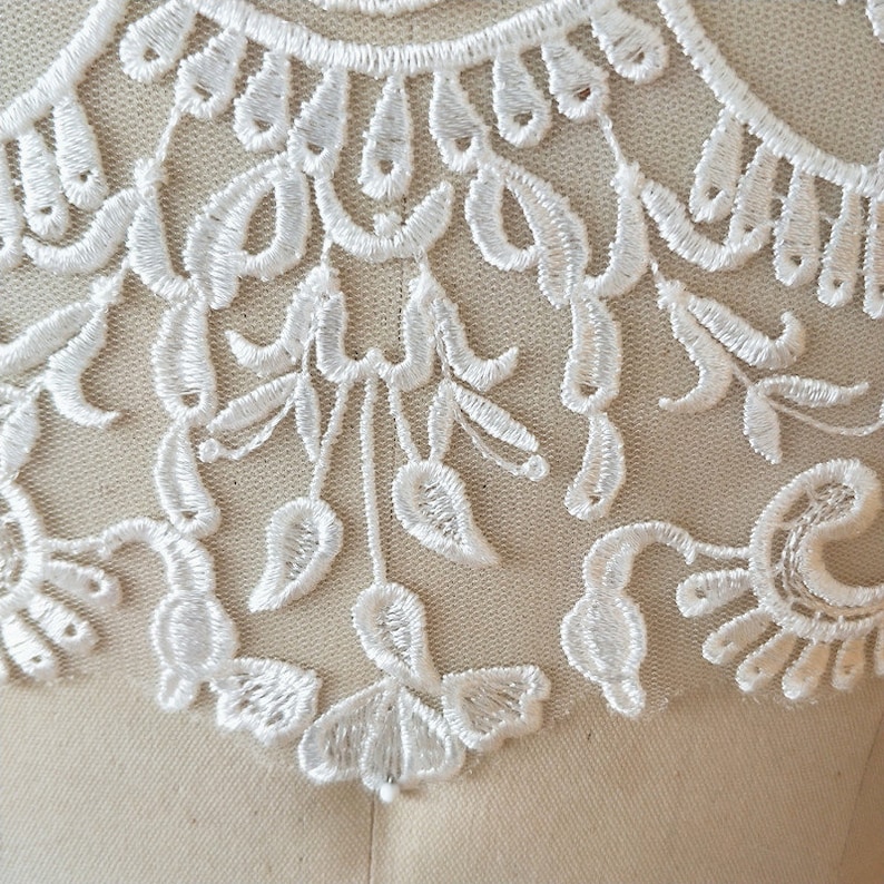 Exquisite venice embroidery bridal veil lace applique in off white wedding bodice lace appliuque patch