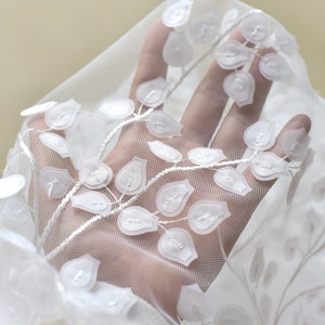 1 Yard 3D heavily laser cut flower embroidery lace fabric by yard for haute couture, prom dress bridal gown dress