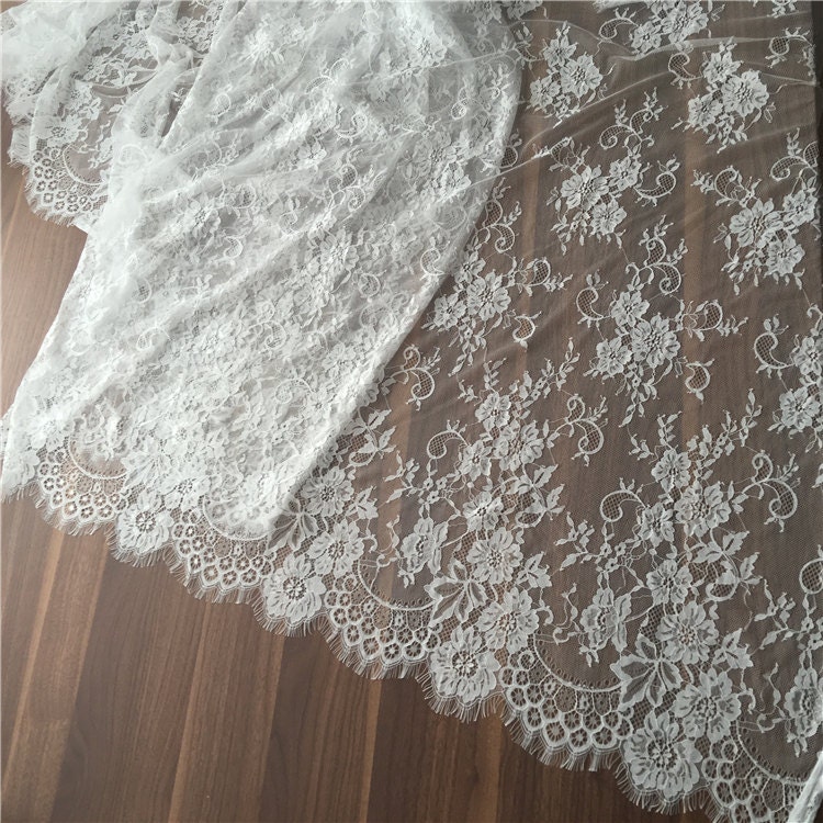 3 yards Chantilly Lace Fabric Eyelash Scalloped Wedding Gown | Etsy