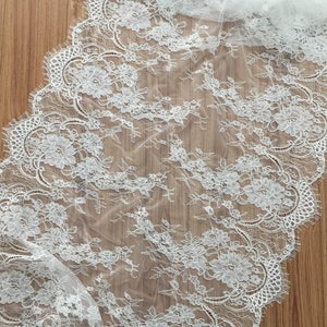 3 yards French Alencon lace trim , detailed lace fabric trim for wedding veil, bridal accessories