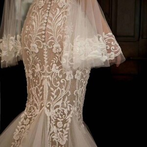 Clear Sequin Twig Embroidery Bridal Lace Fabric By the Yard
