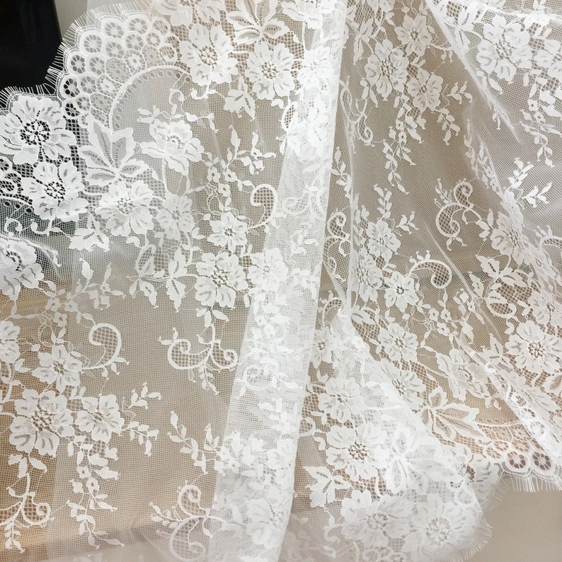 3 Yards Chantilly Lace Fabric Alencon Lace Fabric Bridal - Etsy