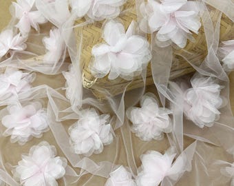 1 yard 3D-bloemkantstof snit in roze champagne