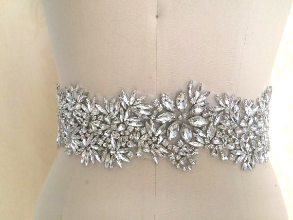 Crystal Belt Wedding Rhinestone Applique Glitter Dress Belts Beaded Bridal Sash Wedding Belt Bridal Belt…