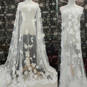 Exquisite pearl beaded 3D  flower lace fabric by yard for wedding gown prom dress lace fabric dress