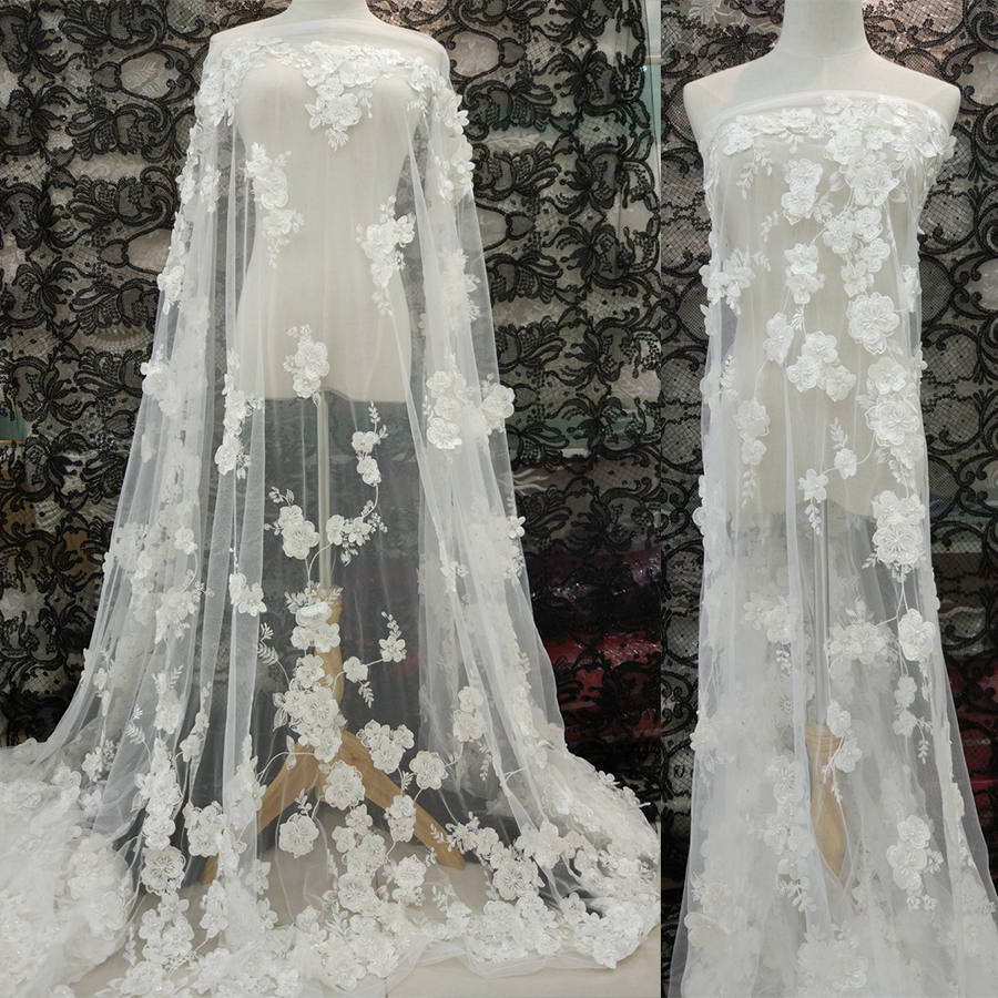 Tissu dentelle exquise perle perlée de fleurs 3D par yard pour mariage robe bal robe dentelle tissu Tissu dentelle exquise perle perlée de fleurs 3D par robe yard pour mariage robe par bal robe dentelle tissu a18a47