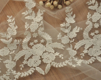 Ivory bridal lace trim, wedding veil lace trim, bridal lace, wedding trim lace