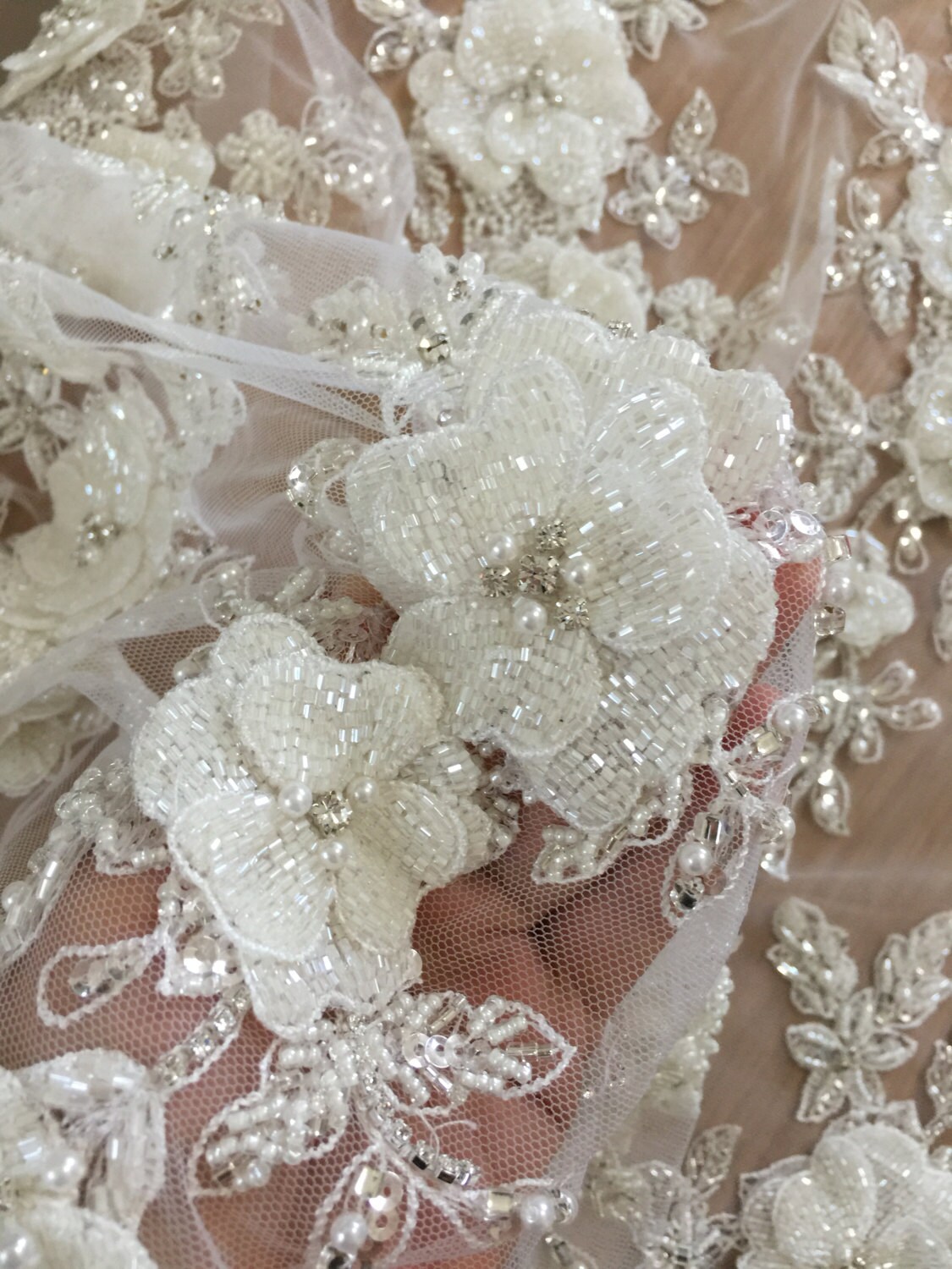 Luxury beaded lace applique 3D bridal sash wedding belt Etsy