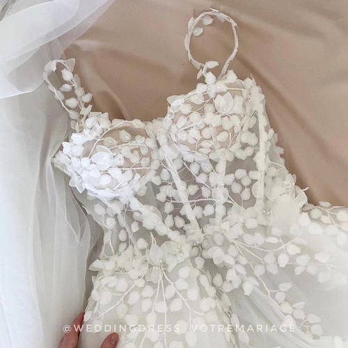 laser cut lace wedding dress Chic Laser-Cut Ball Gown With Open Back