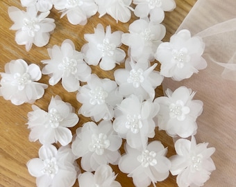 100 stuks 3D-kantbloem met parelkralen voor bruidsjurk, haute couture-accessoire