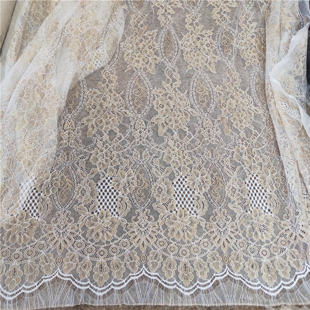 3 Meters per Piece Light Gold Eyelash Chantilly Lace Fabric - Etsy