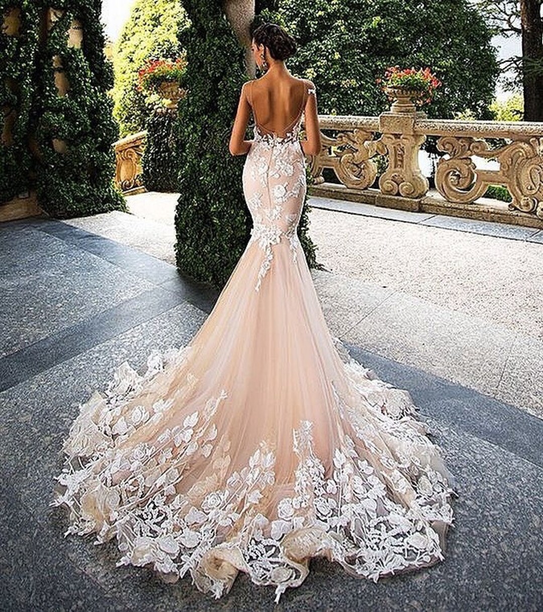 Venetian lace wedding dress sales