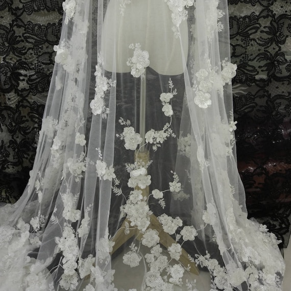 Tissu dentelle exquise perle perlée de fleurs 3D par robe yard pour mariage robe par bal robe dentelle tissu a18a47 Tissu dentelle exquise perle perlée de fleurs 3D par robe yard pour mariage robe par bal robe dentelle tissu a18a47