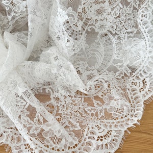 3 Meters 150cm Wide French Made alencon lace fabric trim for wedding shrugs, bridal gown, lace top overlay